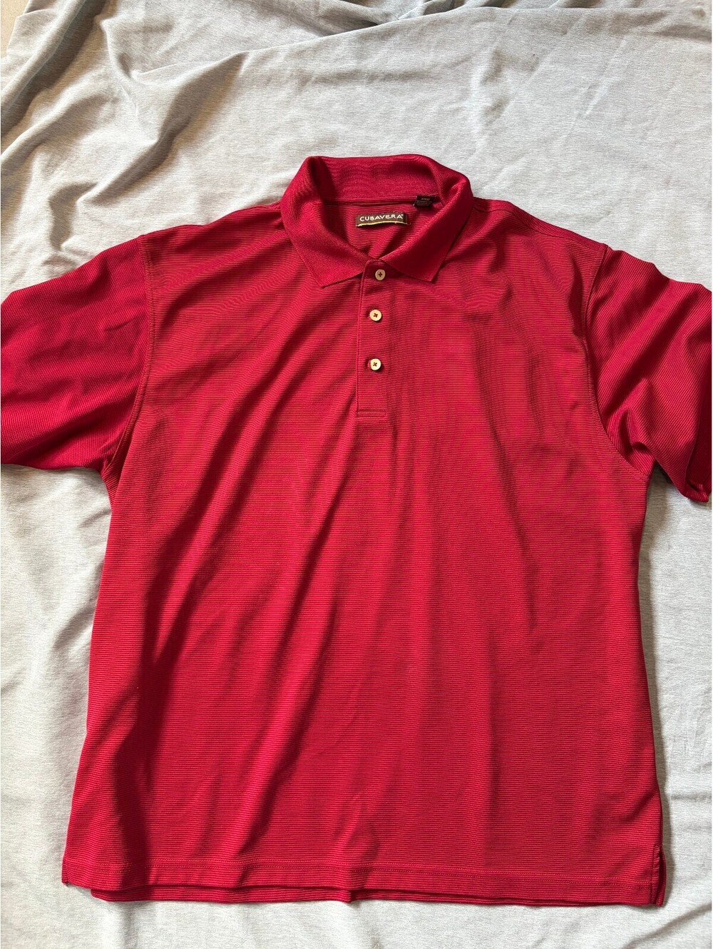 Cubavera Men’s Polo Shirt XXL Red Textured Ribbed Short Sleeve Golf Casual